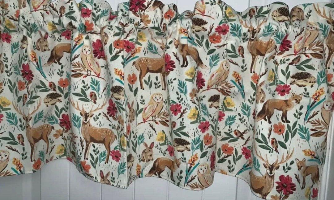Woodland Animals Curtain Valance Window Topper Etsy