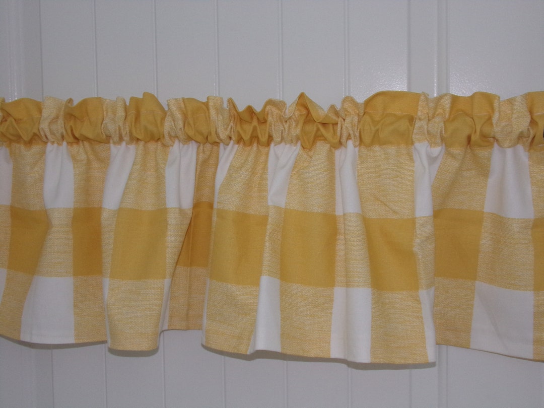 Yellow and White Buffalo Checks Valance Window Topper Etsy