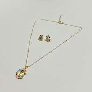 Virgen De Guadalupe Necklace and Earrings Set