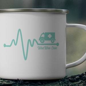 Wee Woo Crew: Free Shipping, Paramedic, EMS Enamel Camping Mug Ambulance, Emergency Medical Technician, Fighterfighter EMT,  Paramedicine,