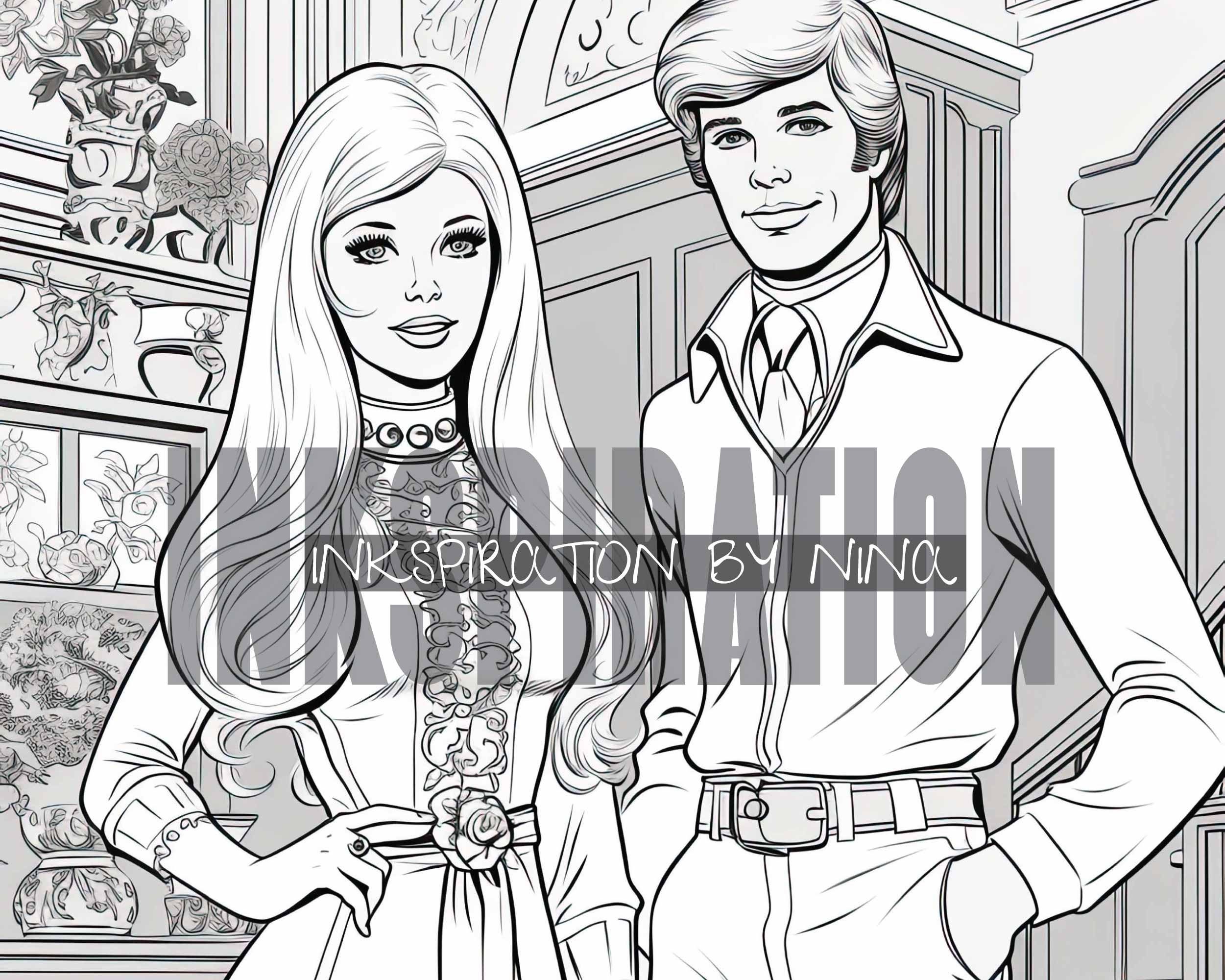 70s Style Barbie & Ken Coloring Pages 21 Premium Coloring - Etsy