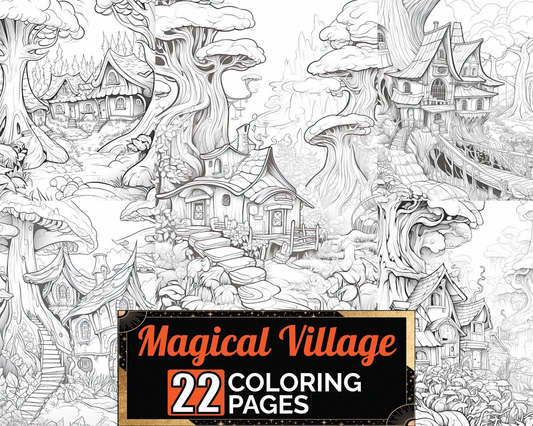 Magical Hidden Fairy Village Coloring Pages, 22 Premium Adult & Kids ...