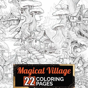 Magical Hidden Fairy Village Coloring Pages, 22 Premium Adult &amp; Kids ...
