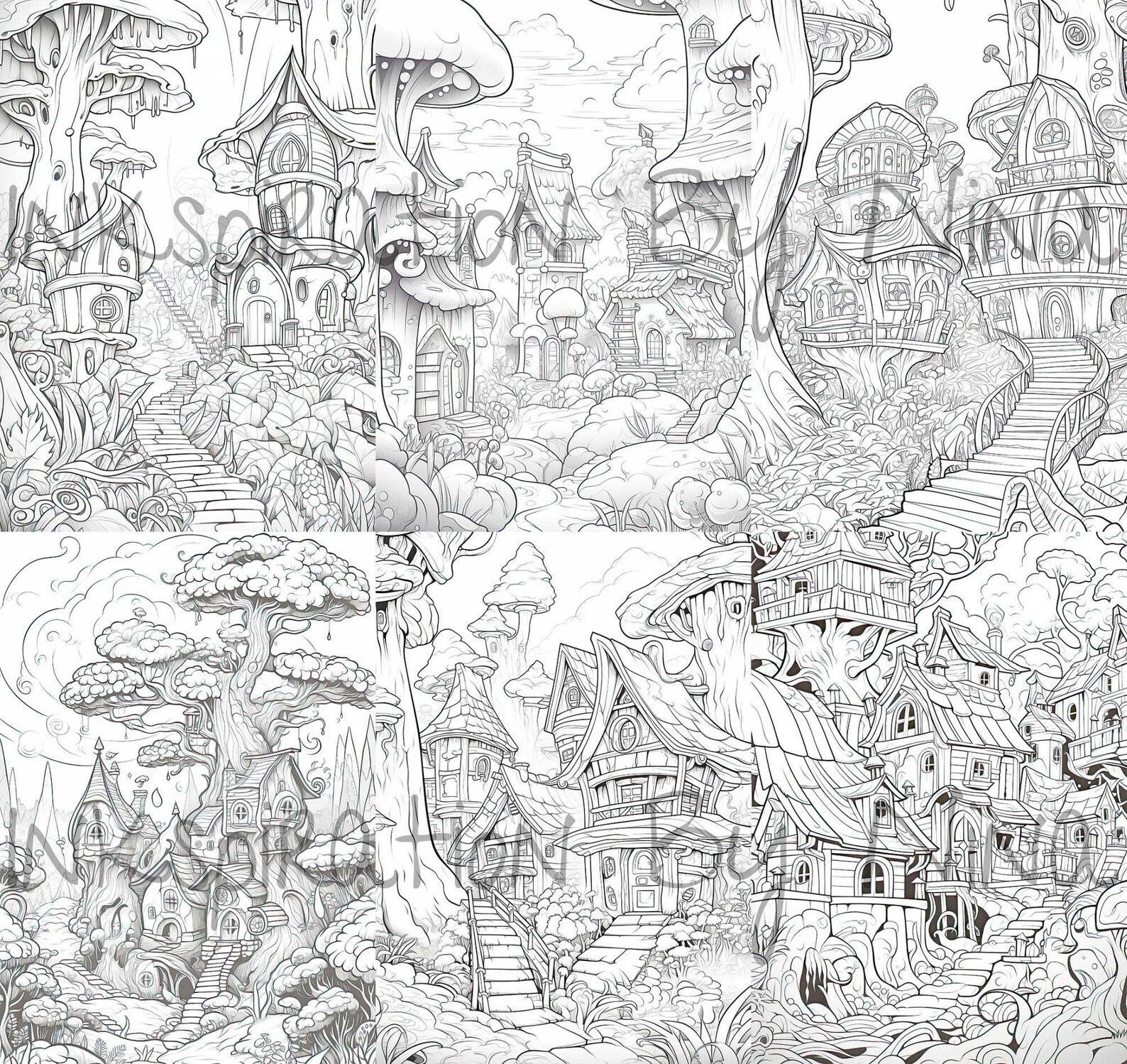 Magical Hidden Fairy Village Coloring Pages 22 Premium Adult - Etsy