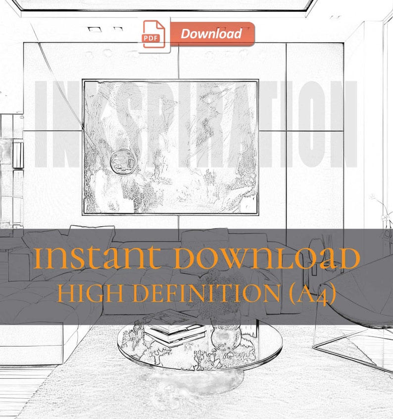 Modern Home Interior | 16 Coloring Pages A4 Size | Premium Printable ...