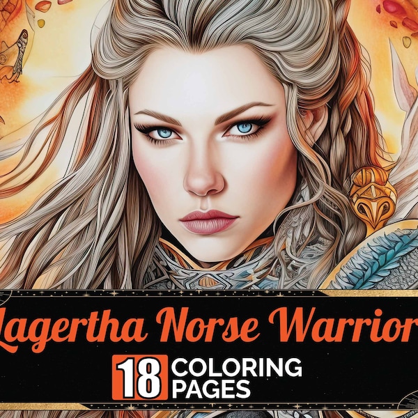Lagertha Viking Norse Female Warrior Coloring Pages, 18 Premium Coloring Sheets,cColoring Book A4 Size, Printable Digital PDF Download