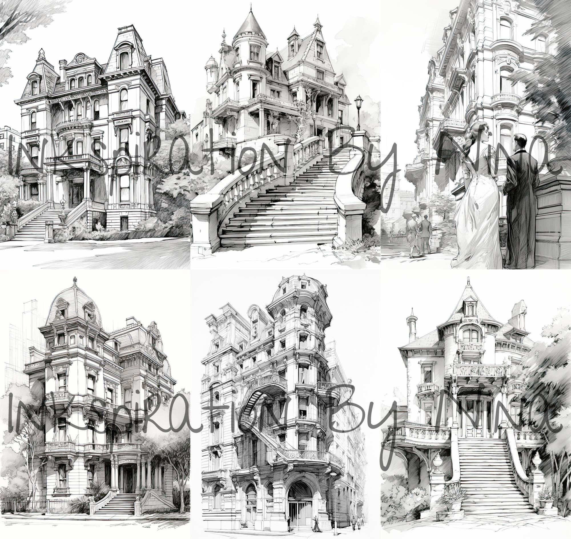19th Century Architecture Coloring Book, 21 Premium Adult &amp; Kids ...