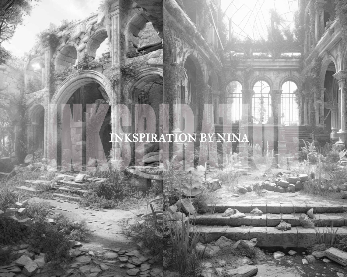 Abandoned Ruins 20 Coloring Pages A4 Size Premium - Etsy
