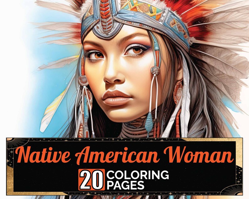 Native Card Coloring Native American Woman Coloring Pages 20 Premium Coloring - Etsy