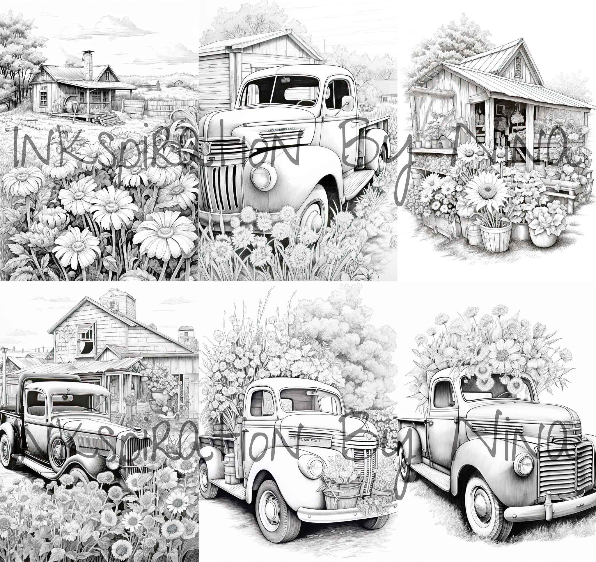 Nostalgic Countryside Life Coloring Book, 24 Adult & Kids Detail Life