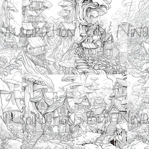 Magical Hidden Fairy Village Coloring Pages, 22 Premium Adult &amp; Kids ...