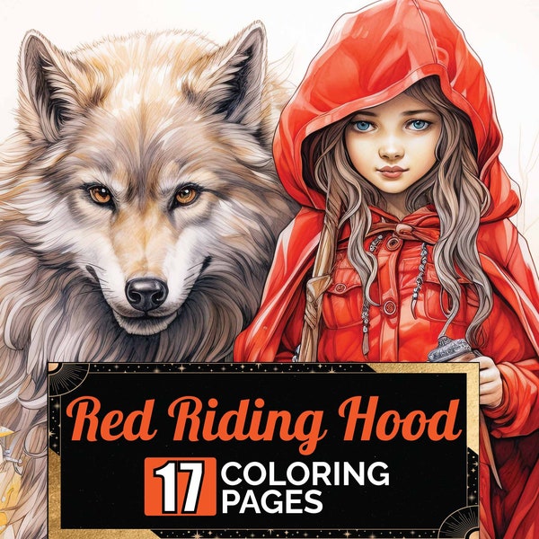 Badass Red Riding Hood Coloring Pages, 17 Premium Coloring Sheets, Adult & Kids Coloring Book A4 Size, Printable Digital PDF Download