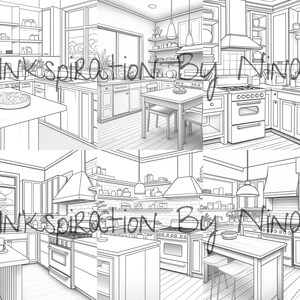 Minimalistic Kitchen Coloring Book, 24 Detail Greyscale Adult ...