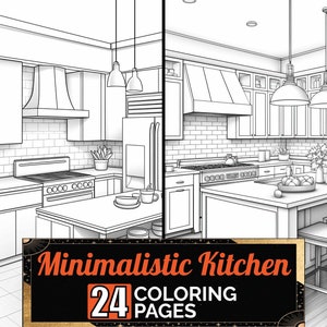 Minimalistic Kitchen Coloring Book, 24 Detail Greyscale Adult ...