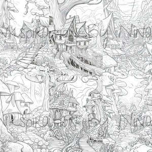 Magical Hidden Fairy Village Coloring Pages, 22 Premium Adult &amp; Kids ...