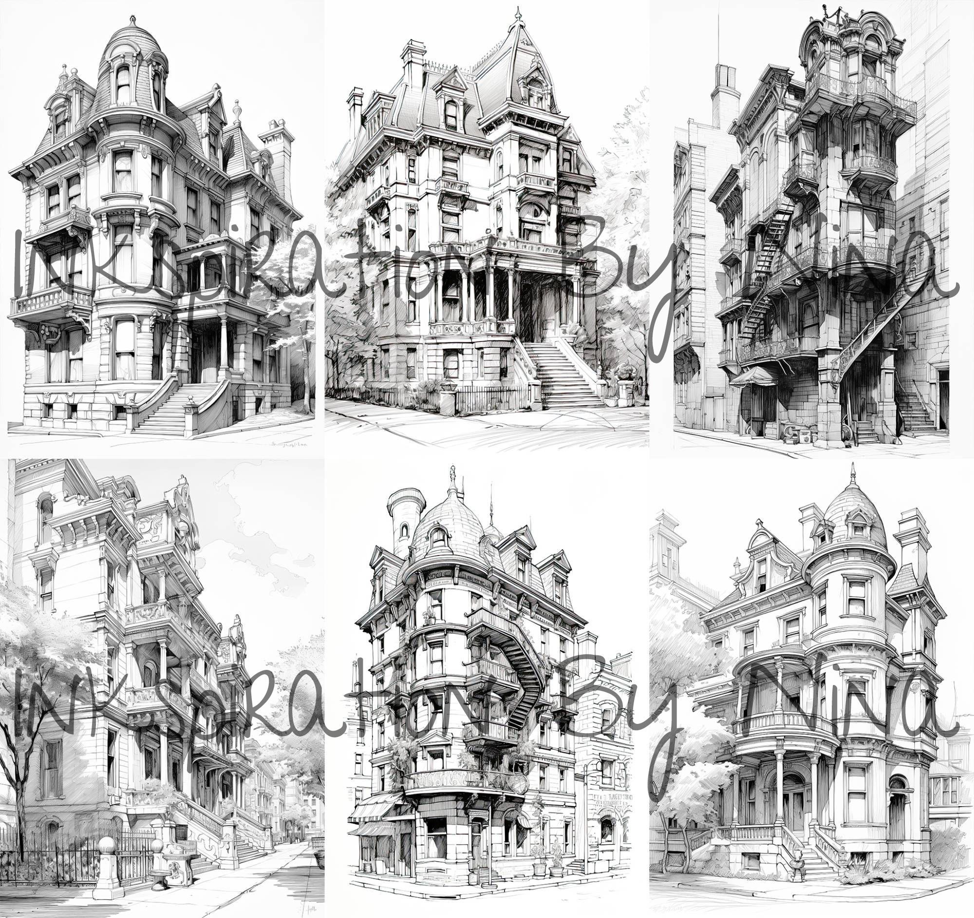 19th Century Architecture Coloring Book, 21 Premium Adult & Kids ...