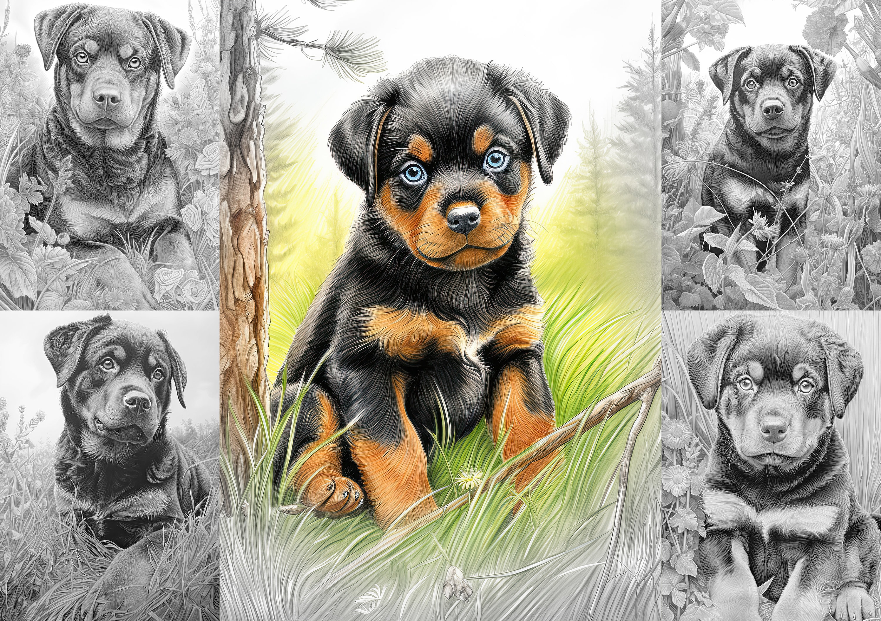 Rottweiler Outdoors Coloring Pages 20 Premium Coloring - Etsy
