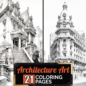 19th Century Architecture Coloring Book, 21 Premium Adult &amp; Kids ...