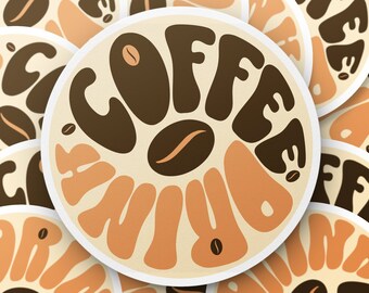 Adesivo de crachá retrô, adesivo de bebida de café, adesivo de feijão, adesivo com tema de café, adesivo de café com leite, adesivo de cappuccino, adesivo de laptop