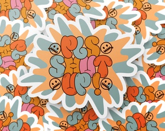 Por favor, cale a boca! Adesivo estilo graffity oldschool, adesivo para garrafa de água, adesivo para laptop, adesivo para diário, adesivo para álbum de recortes, adesivo colorido