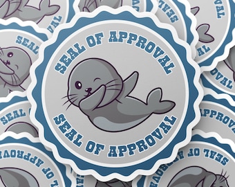 Seal of approval, cute seal sticker, funny sticker, badge sticker, animal sticker, laptop sticker, journal sticker, water bottle sticker