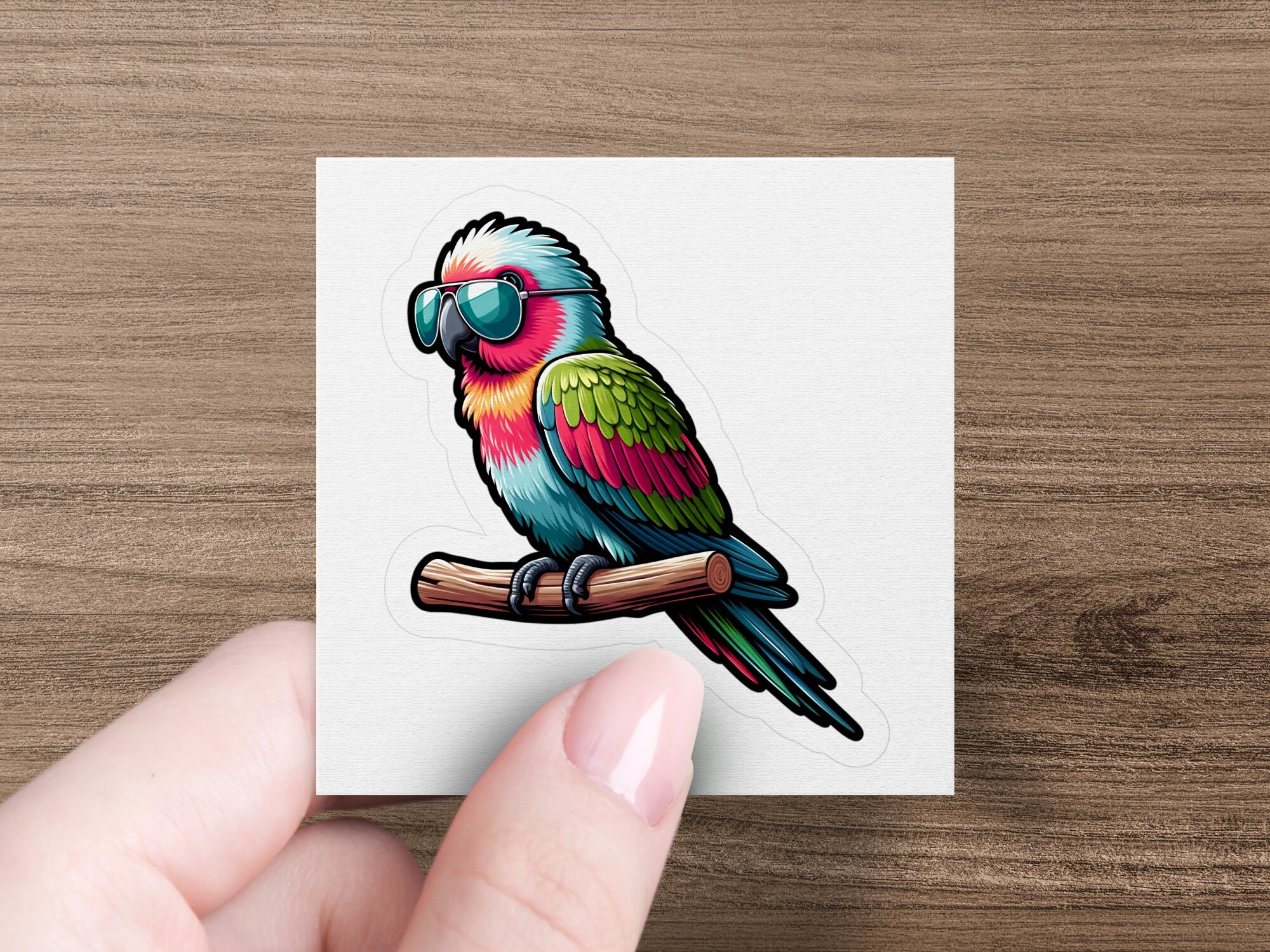 Cool Parrot Sticker, Parrot With Sunglasses Sticker, Sunglasses Sticker ...