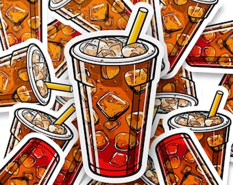 IJsblokjes en Straw Soda Cup Sticker voor Tumblers Laptops Waterflessen
