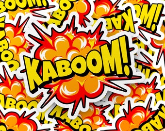 Comic style Kaboom! sticker, Sticker for laptop, sticker for water bottle, sticker for journal, superhero theme