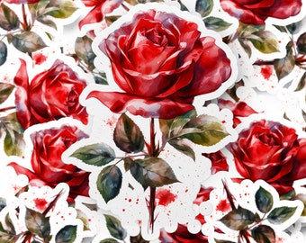 Adesivo rosa acquerello - Bellissimo adesivo floreale ad acquerello con colori vivaci