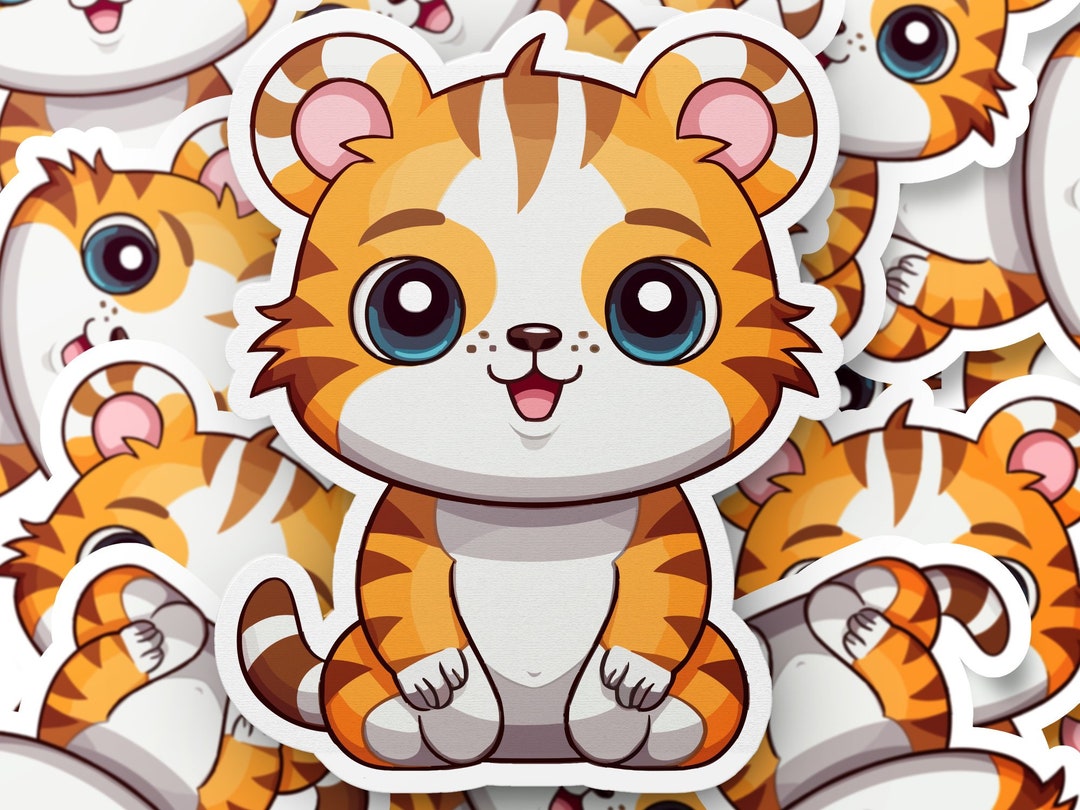 Tiger Stickers Kawaii Tiger Sticker - Cute and Adorable - Perfect for Scrapbooking ...