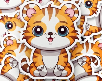 Adesivo Kawaii Tiger - carino e adorabile - perfetto per scrapbooking e decorazioni