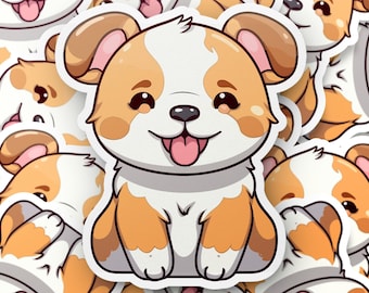Kawaii Dog Sticker-Schattig en speels ontwerp - Kiss-Cut voor Easy Peel - Ideaal voor scrapbookingtijdschriften en ambachten - Geweldig cadeau voor hondenliefhebbers