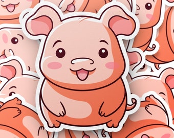 Adesivo Kawaii Pig - Design carino e divertente per diari e album di ritagli di laptop