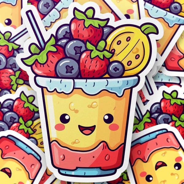 Kawaii Fruit Smoothie Sticker - Cute and Fun for Laptops Water Bottles and More