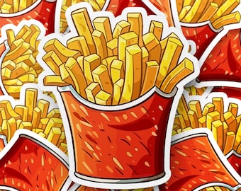 Franse frietjes sticker - leuke voedsel sticker voor laptops, waterflessen en meer