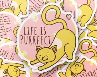 A vida é perfeita, adesivo de gatinho fofo, adesivo motivacional, adesivo de gato fofo, adesivo engraçado, adesivo de laptop, adesivo de diário, álbum de recortes