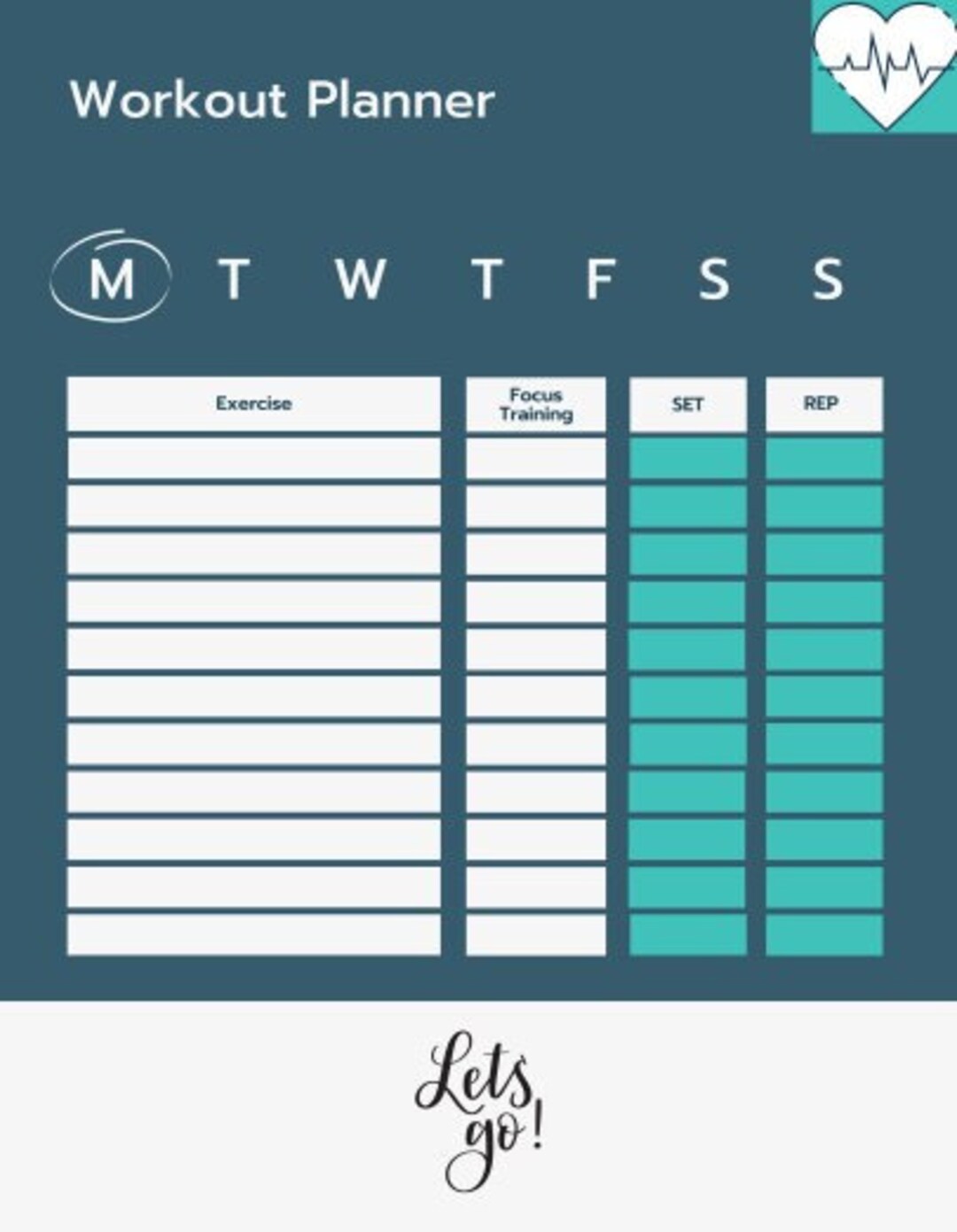 Digital Workout Planner Etsy