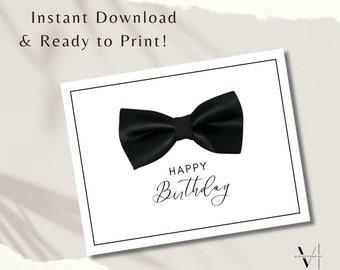 Minimalist Bowtie Birthday Card, Modern Printable (PDF)