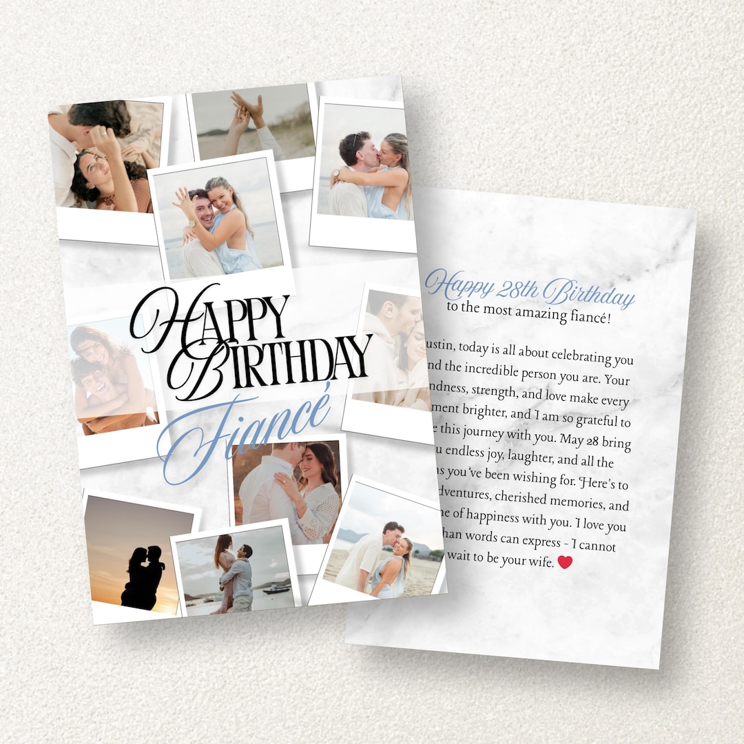 Editable Photo Birthday Card Template for Fiancé (digital Download) - Etsy