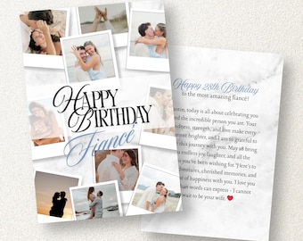 Editable Photo Birthday Card Template for Fiancé (Digital Download)
