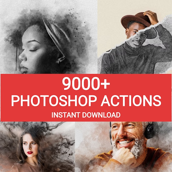 Ponad 9000 akcji programu Photoshop | Efekty premium, filtry (natychmiastowe pobranie)