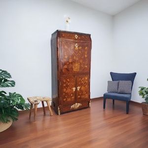 Vintage French wooden chest drawers with secret compartment, Louis XV Art Deco Cabinets, 19th century elegant home decor