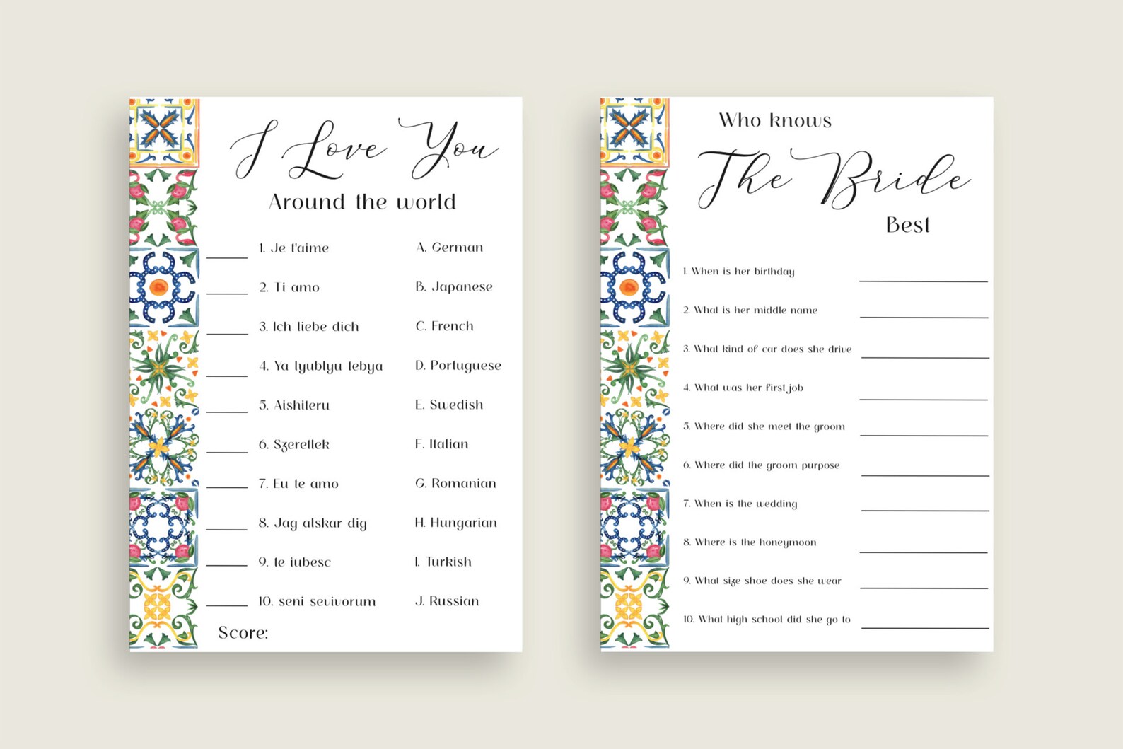 Spanish Bridal Shower Invitation, Spanish Tile Theme, Mexican Bridal ...