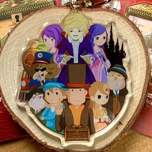 Porte-clés / porte-clés en acrylique Professor Layton - Groupe de personnages la boîte de Pandore