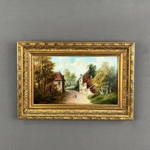 Signed 19th Century Oil Painting on Canvas with Wooden Frame