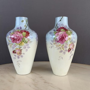 Pair of antique Limoges vases