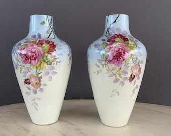 Pair of antique Limoges vases