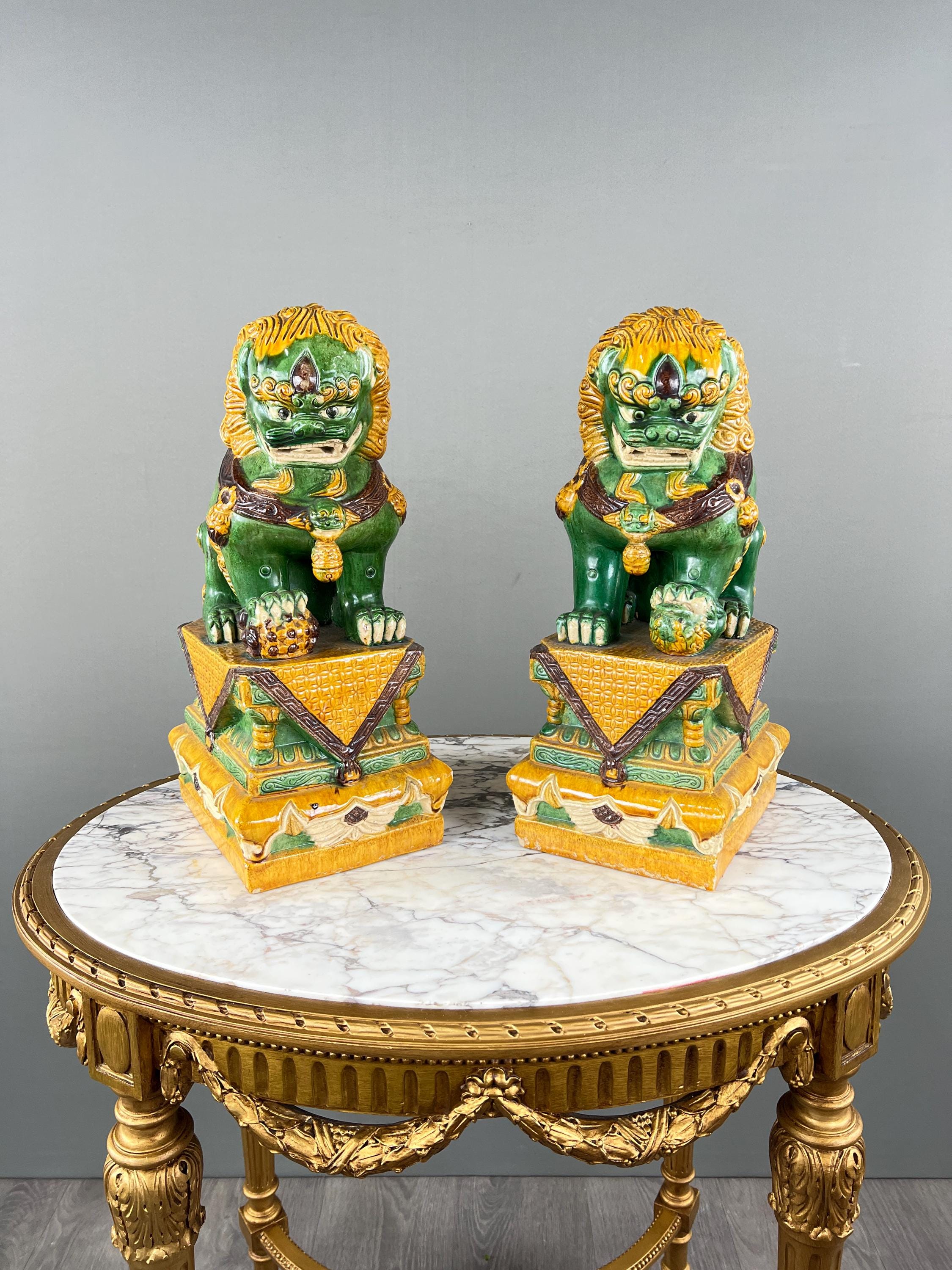 Vintage ceramic Foo Dog figurines
