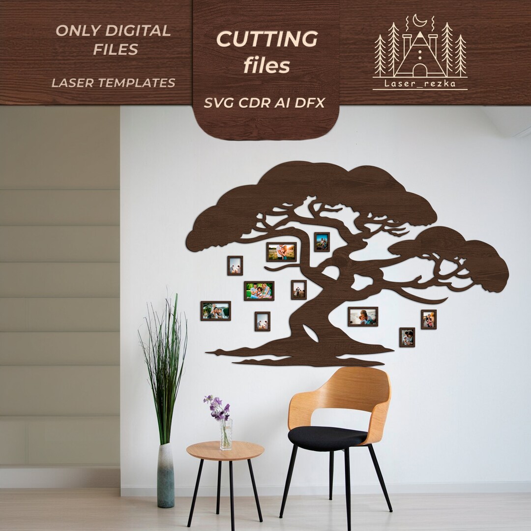 Family Tree Wall Art Cut File, 3D Multilayer DXF, Laser Cut Home Deco ...