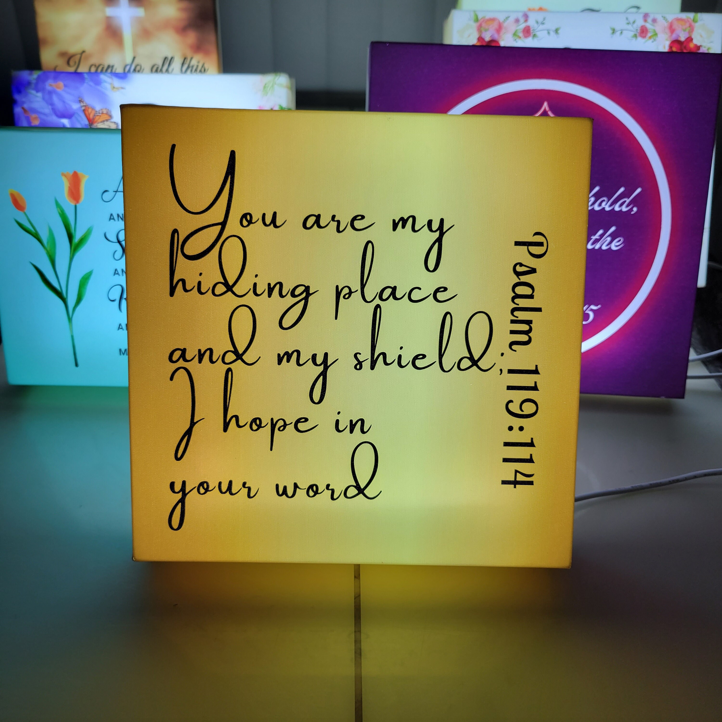 Korean Bible Verse Mood Lighting Made With Floral Decoration Canvas ...